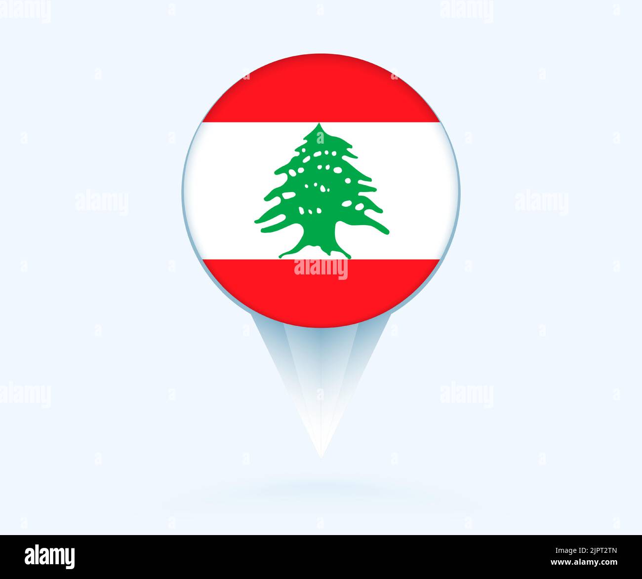Pointeur de carte avec drapeau du Liban. Drapeau vectoriel sur fond bleu. Illustration de Vecteur