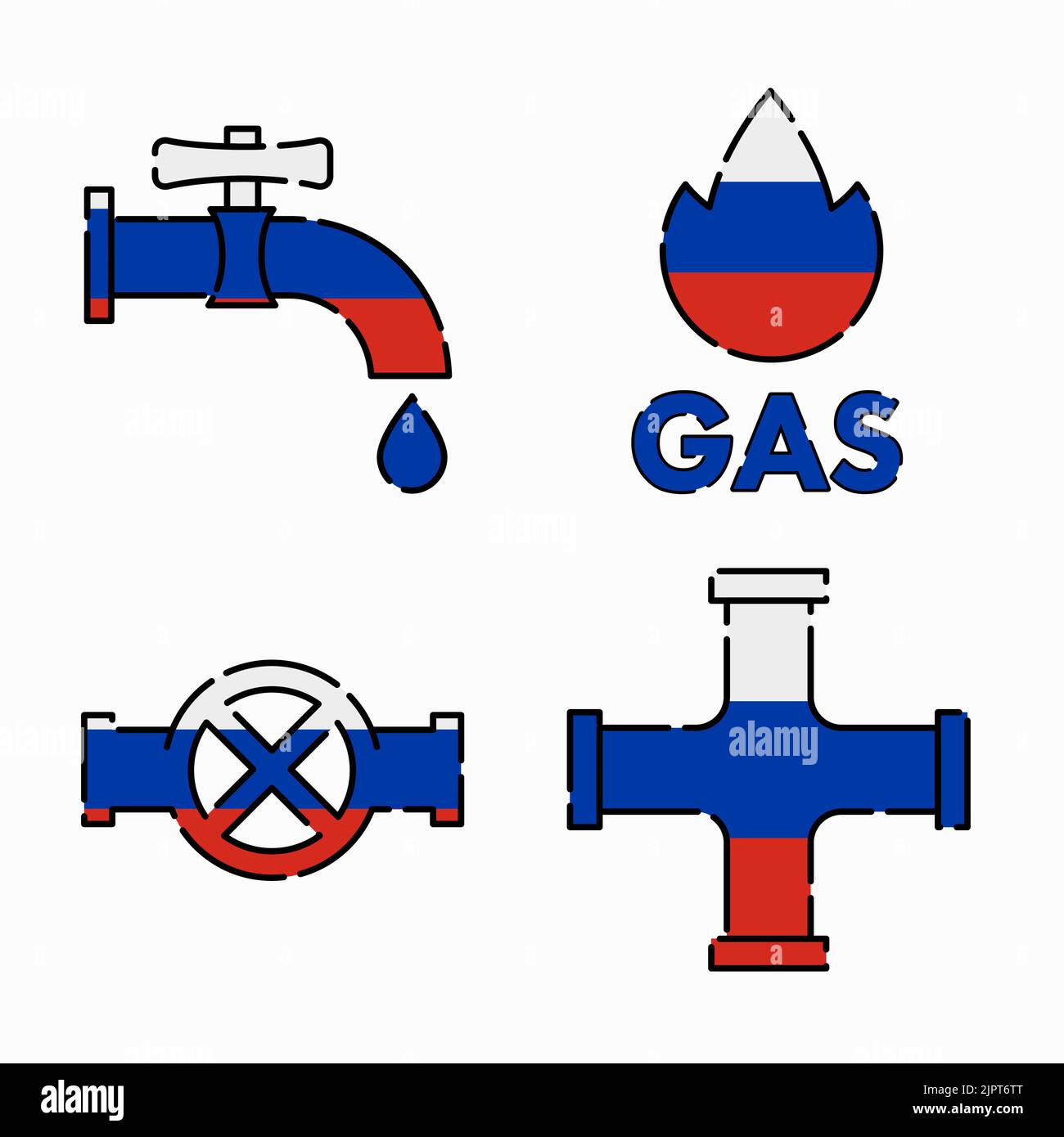 Gaz russe. Crise énergétique en Europe. Illustration vectorielle plate isolée sur fond blanc. Illustration de Vecteur