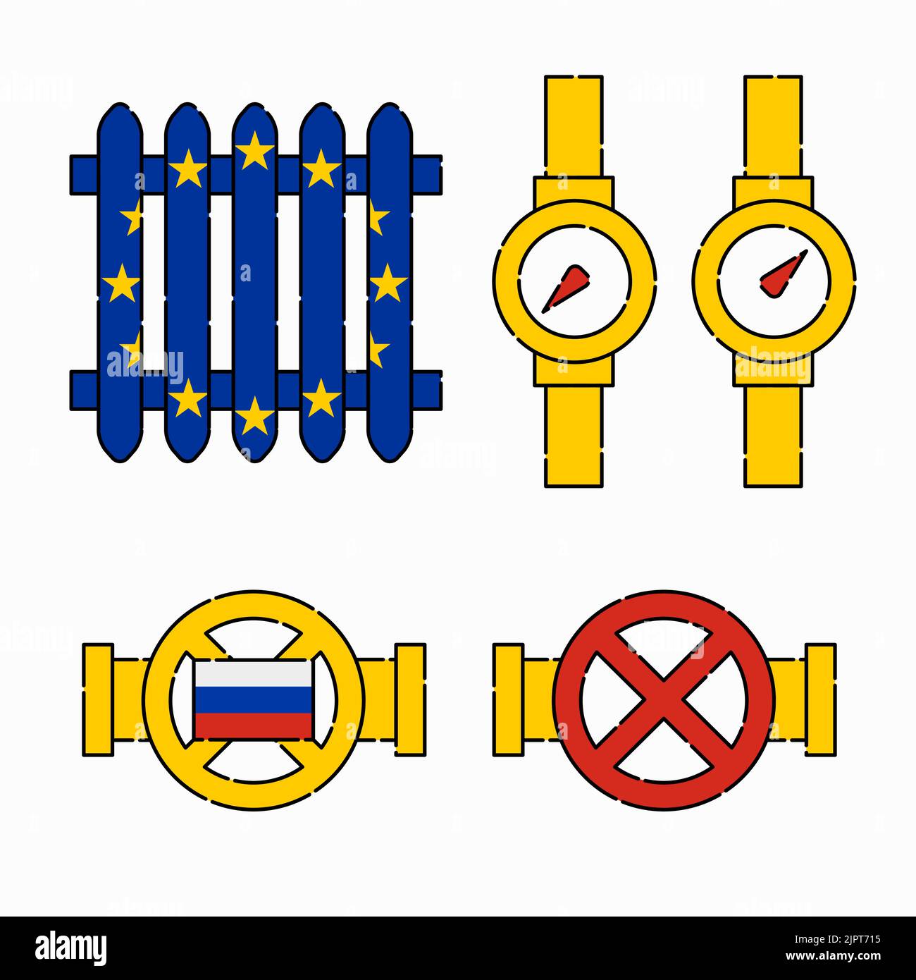 Crise énergétique en Europe. Illustration vectorielle plate isolée sur fond blanc. Illustration de Vecteur