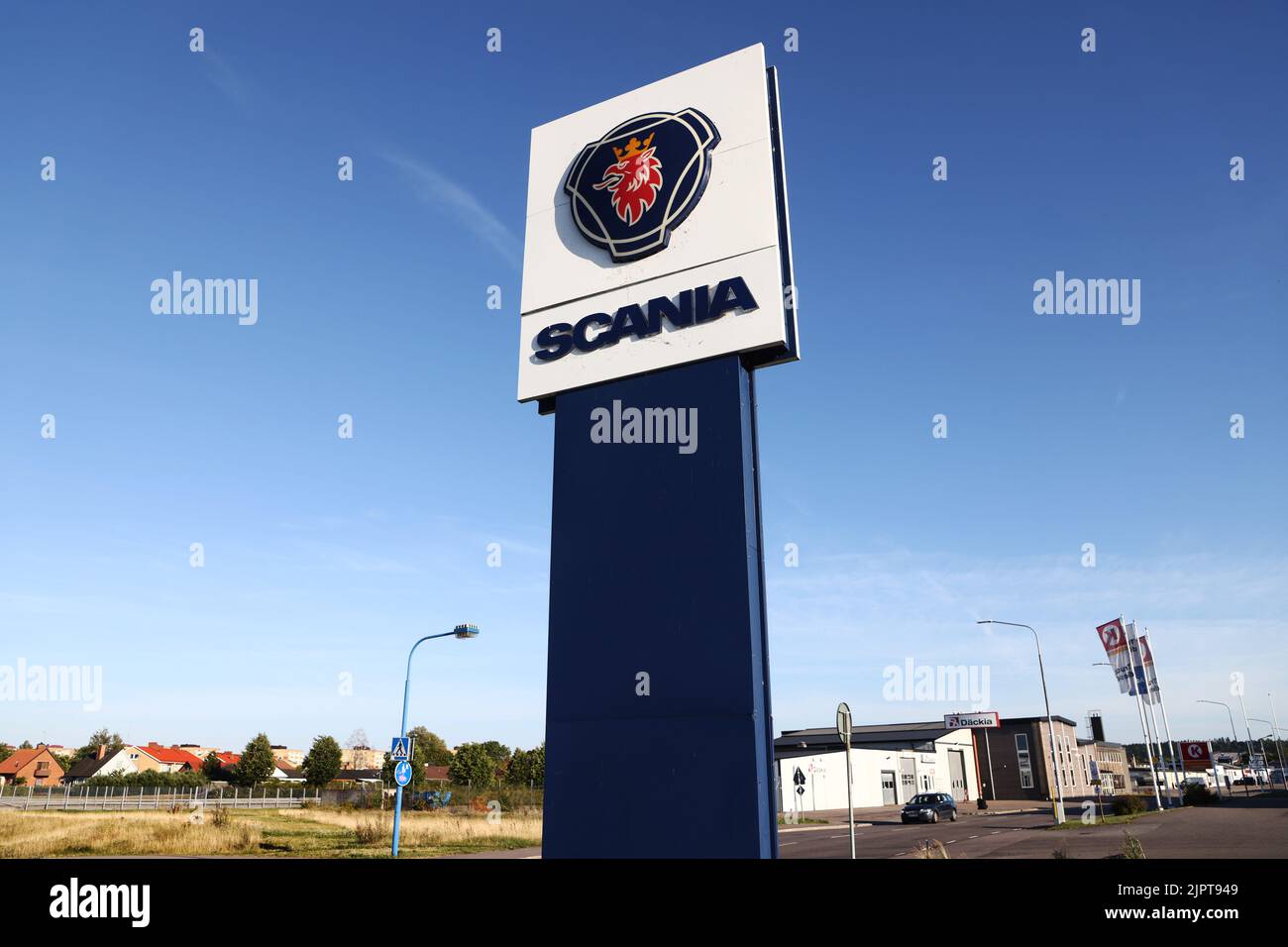 Logo Scania, Motala, Suède. Banque D'Images