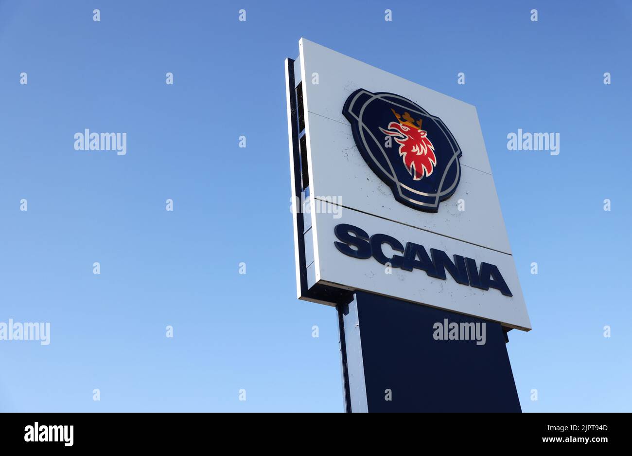 Logo Scania, Motala, Suède. Banque D'Images