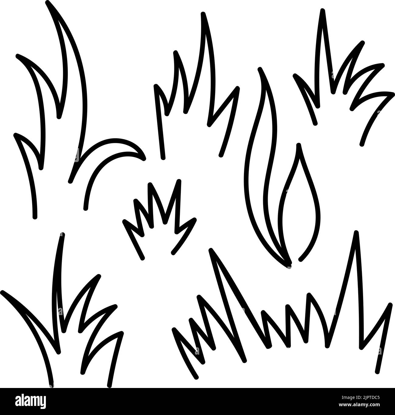 Ensemble d'objets isolés linéaires de l'herbe de couleur noire pour la conception. Banque D'Images
