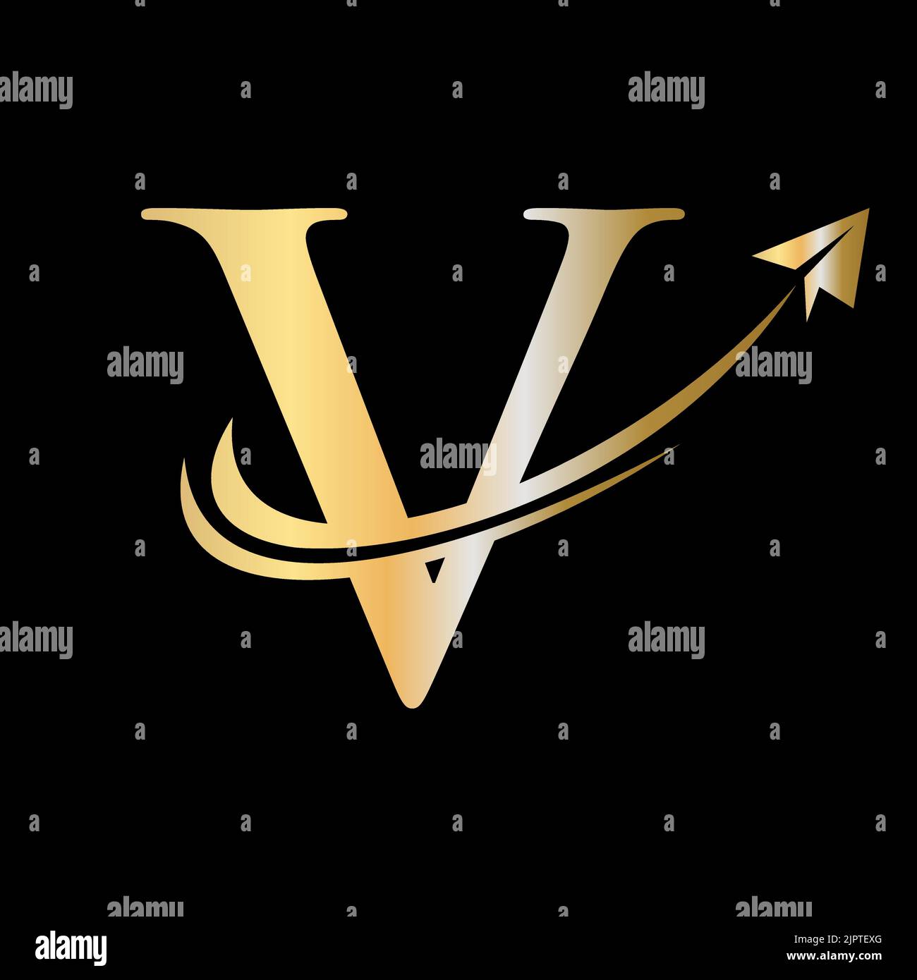 Modèle de vecteur de logo de voyage Letter V. Logo de voyage initial sur le concept de symbole 