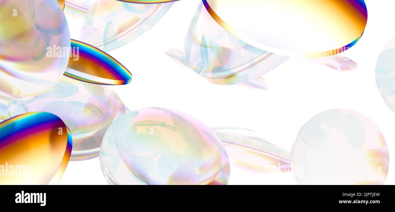 Le fond des 3D boutons lumineux en verre transparent est rendu Banque D'Images