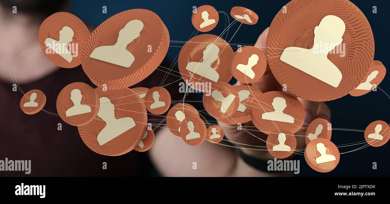 Un certain nombre d'icônes de profil humain reliées à des lignes ...