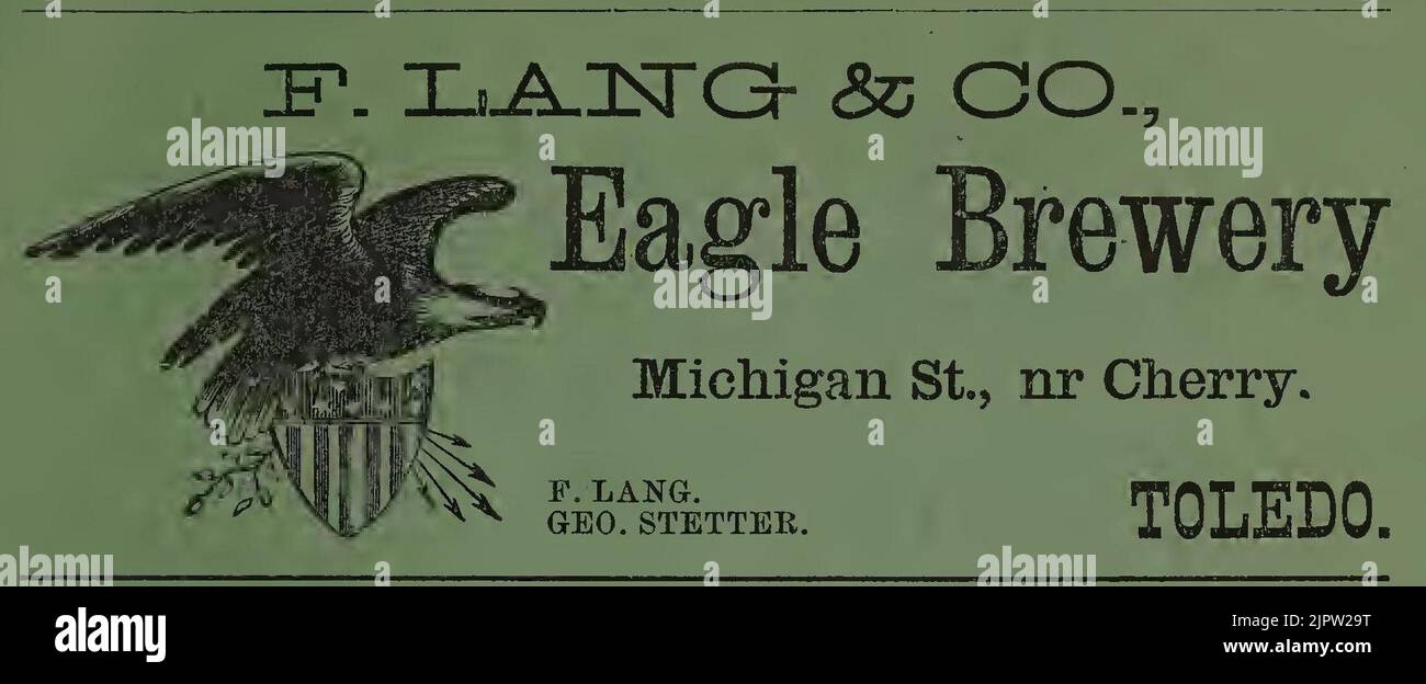 ''F. Lang & Co., Eagle Brewery'' Toledo, Ohio - Annuaire annuel de la ville de Toledo par Scott (IA toledocitydir1868scot) (page 377 crop) Banque D'Images