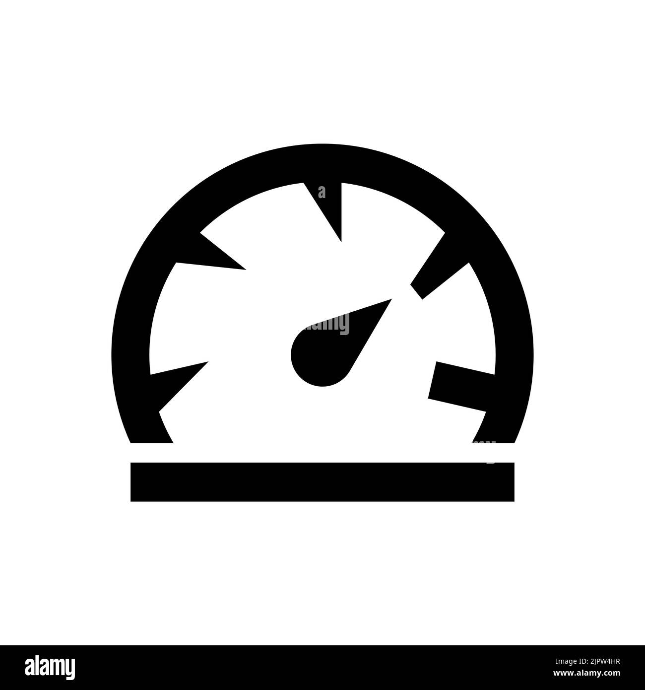 Symbole de vitesse. L'icône noire d'un indicateur de vitesse est isolée sur un fond blanc. Forme noire d'un tachymètre. Illustration de Vecteur