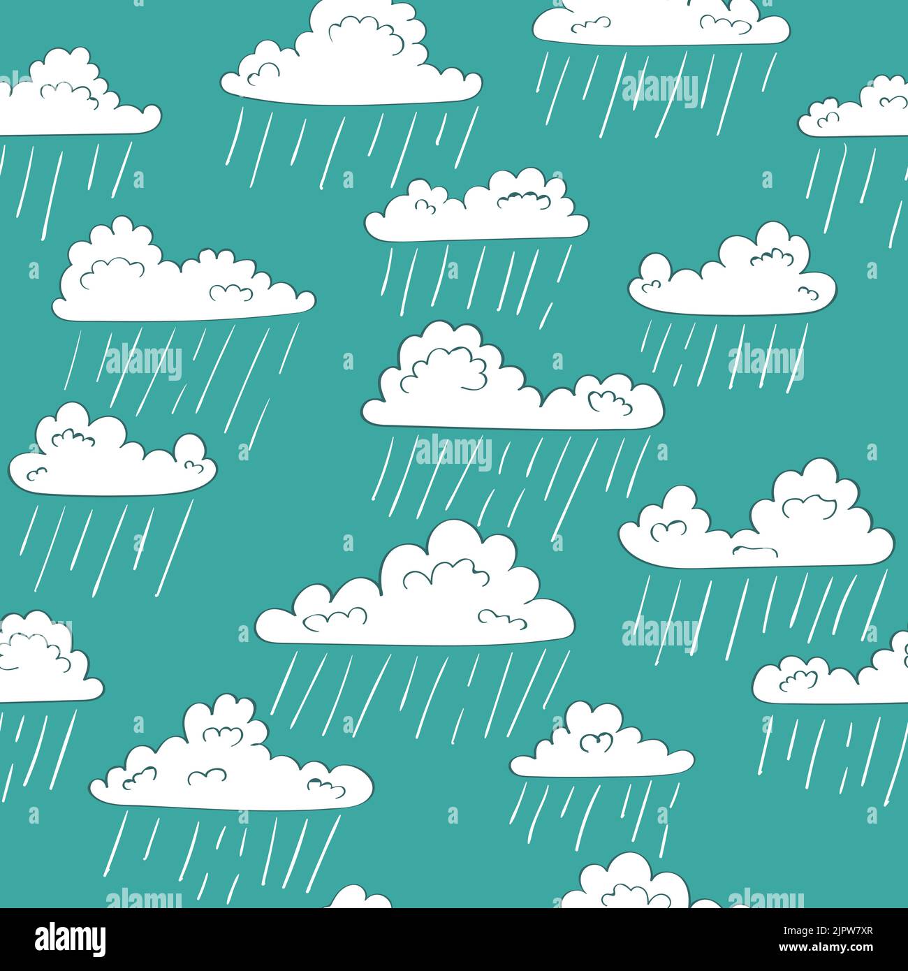 Motif imperméable sans coutures. Arrière-plan vectoriel avec nuages de Doodle. Illustration de pluie Illustration de Vecteur