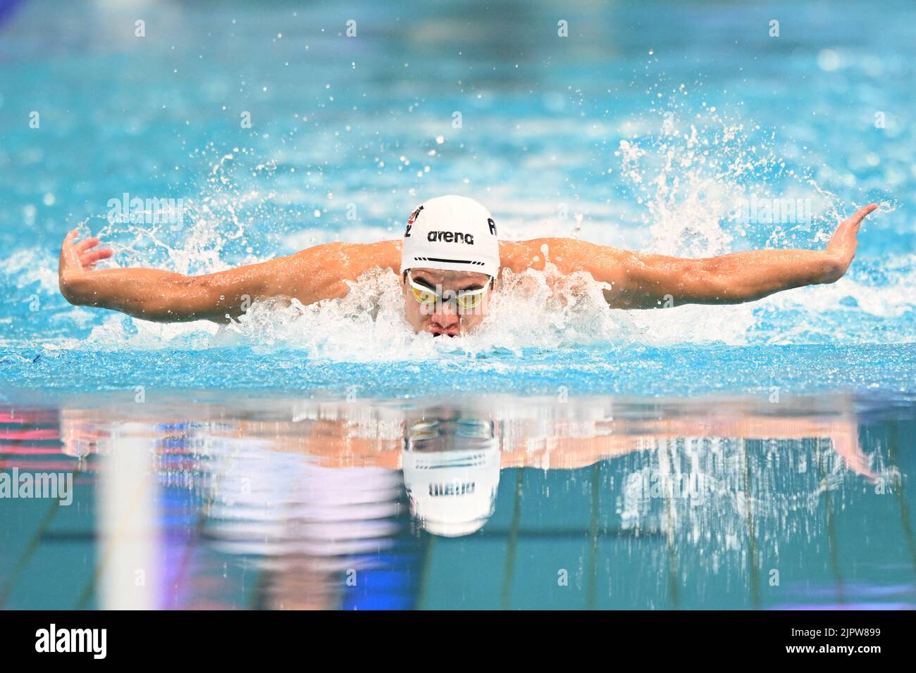 Sydney, Australie. 20th août 2022. Shaun Champion of Australia Swimming Team participe à la compétition masculine de 100 mètres LC Butterfly lors du duel 2022 dans la piscine qui s'est tenue au centre aquatique du parc olympique de Sydney. Shaun Champion s'est classé troisième dans cet événement. Crédit : SOPA Images Limited/Alamy Live News Banque D'Images