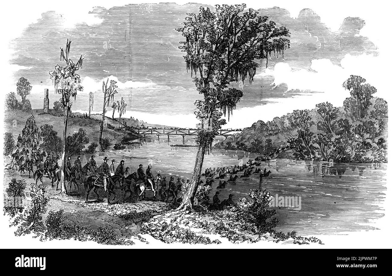 La guerre dans le Mississippi - Le Général McPherson's army crossing the Big Black au Messenger's Ferry, le Jeudi, Octobre 15 Banque D'Images