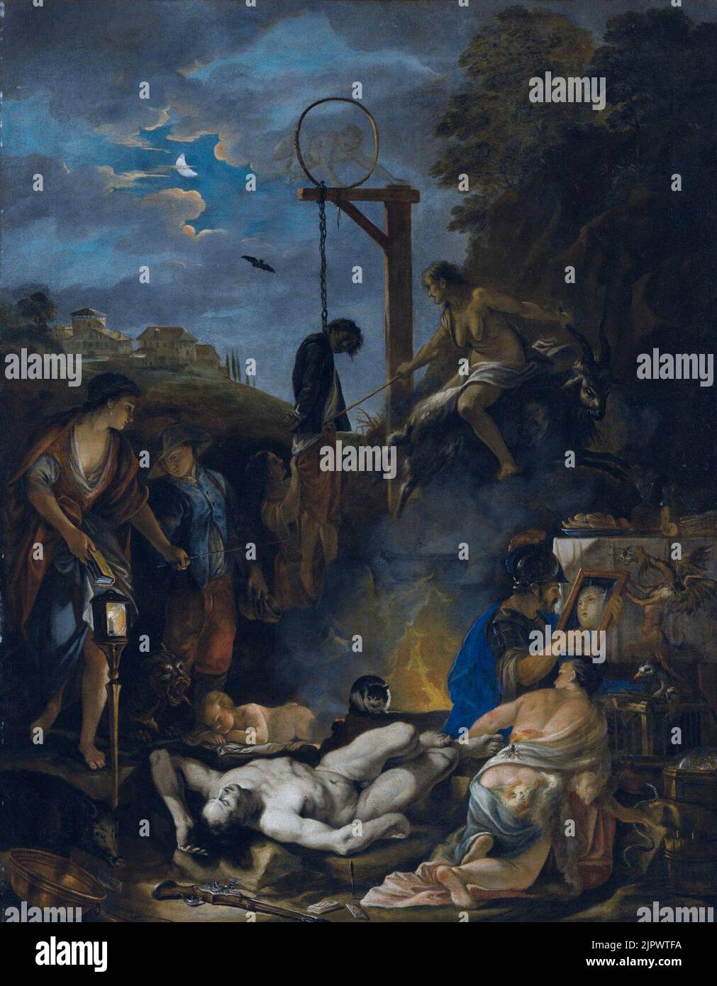 Le sabbat des sorcières par moonlight, par Domenicus van Wijnen, appelé Ascanius Banque D'Images