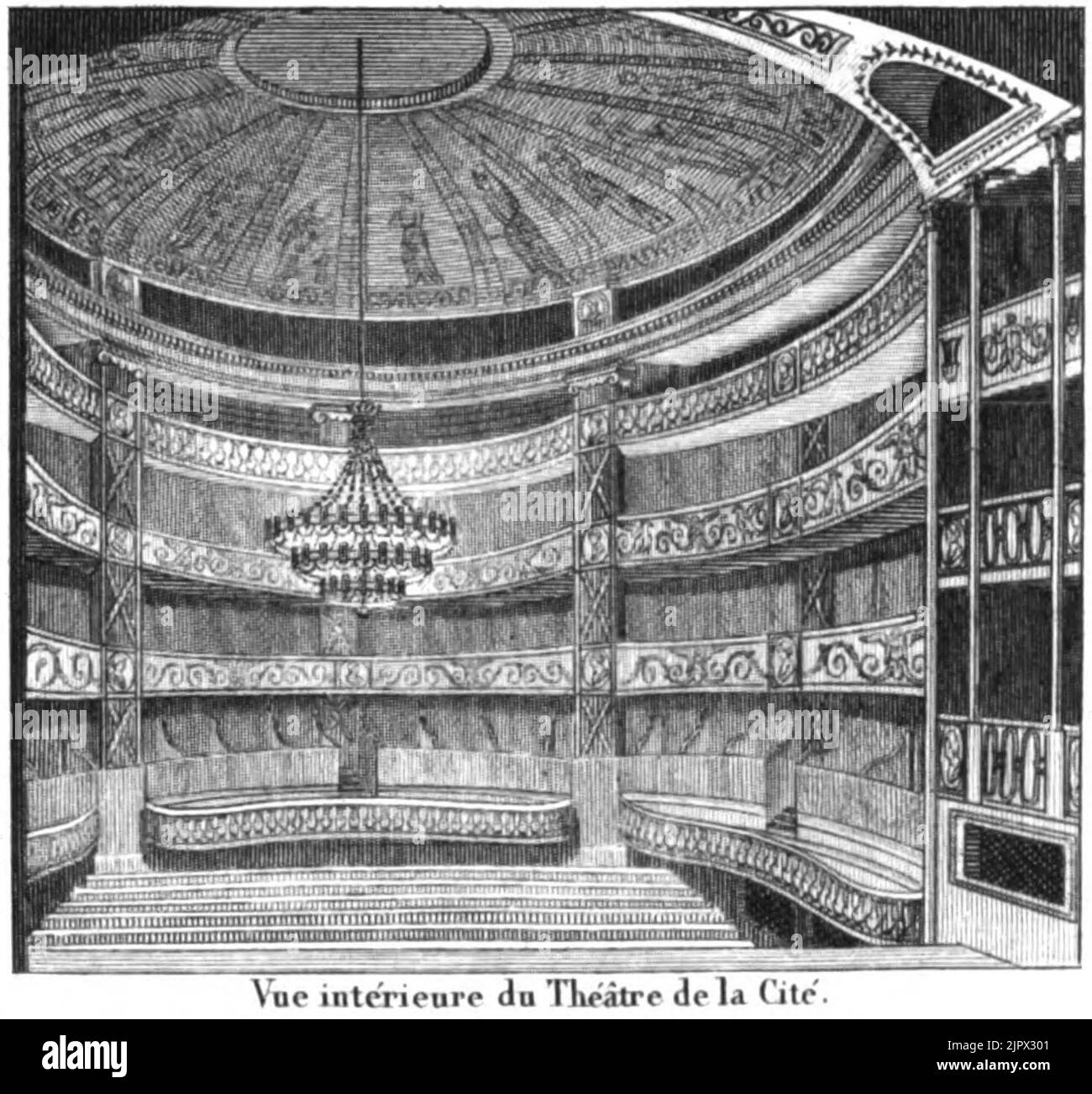 Théâtre de la Cité - Vue intérieure - Donnet 1821 GO17 plaque-Gand Banque D'Images