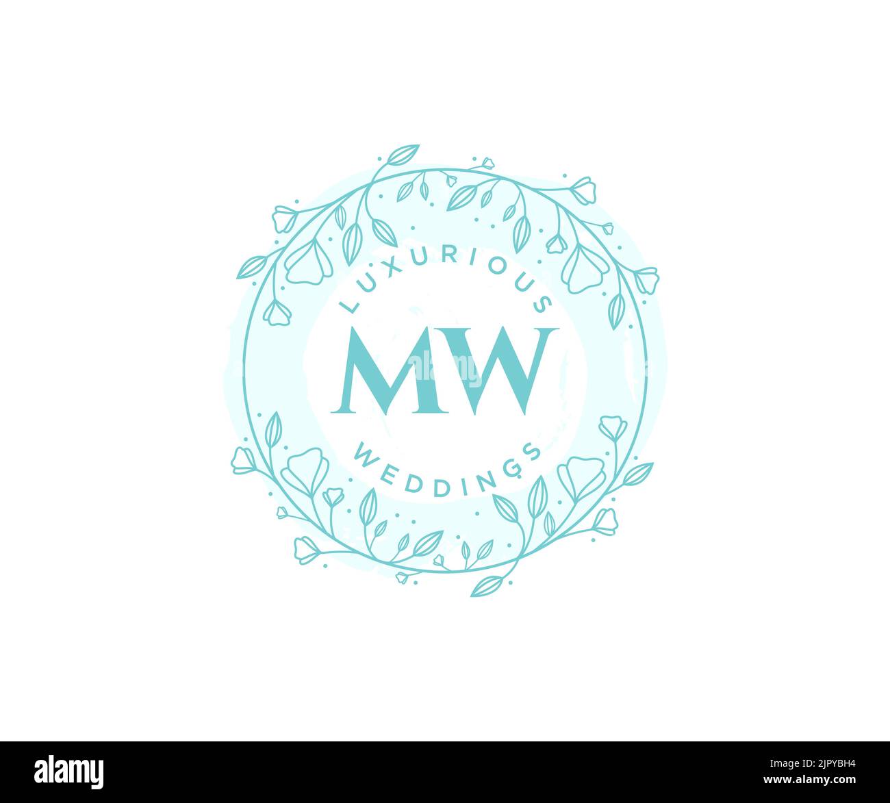 MW initiales lettre mariage monogramme logos modèle, dessin à la main moderne minimalistes et modèles floraux pour cartes d'invitation, Save the Date, élégant Illustration de Vecteur
