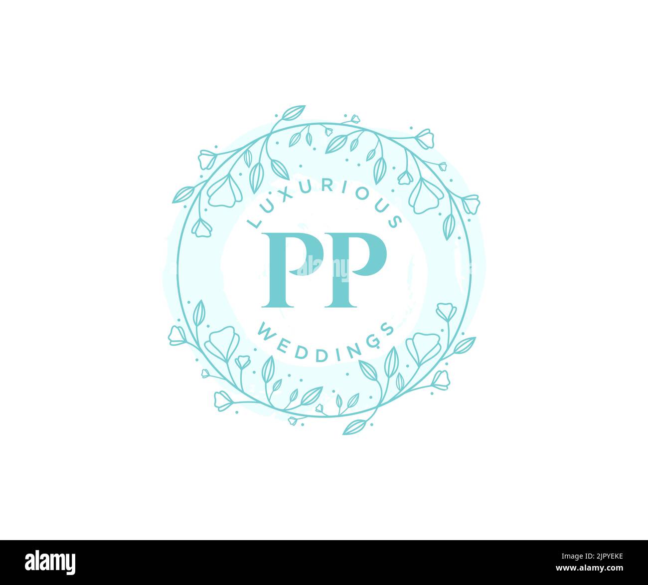 PP initiales lettre mariage monogramme logos modèle, dessin à la main moderne minimalistes et modèles floraux pour cartes d'invitation, Save the Date, élégant Illustration de Vecteur