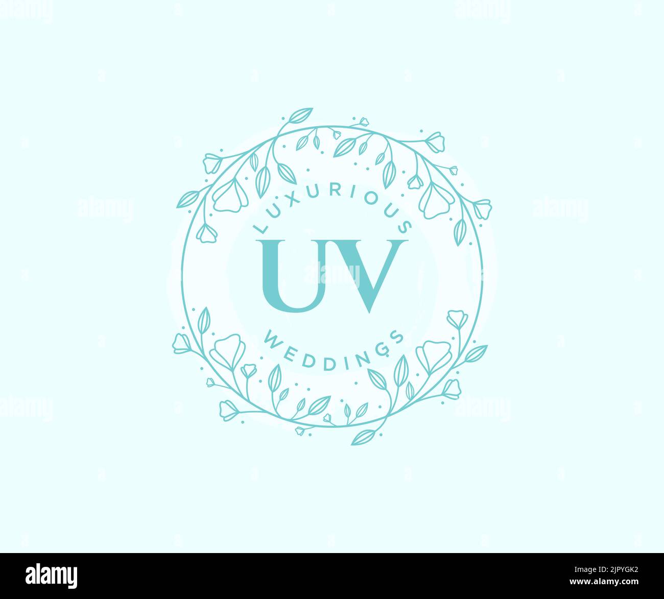 UV initiales lettre mariage monogramme logos modèle, dessin à la main moderne minimalistes et modèles floraux pour cartes d'invitation, Save the Date, élégant Illustration de Vecteur