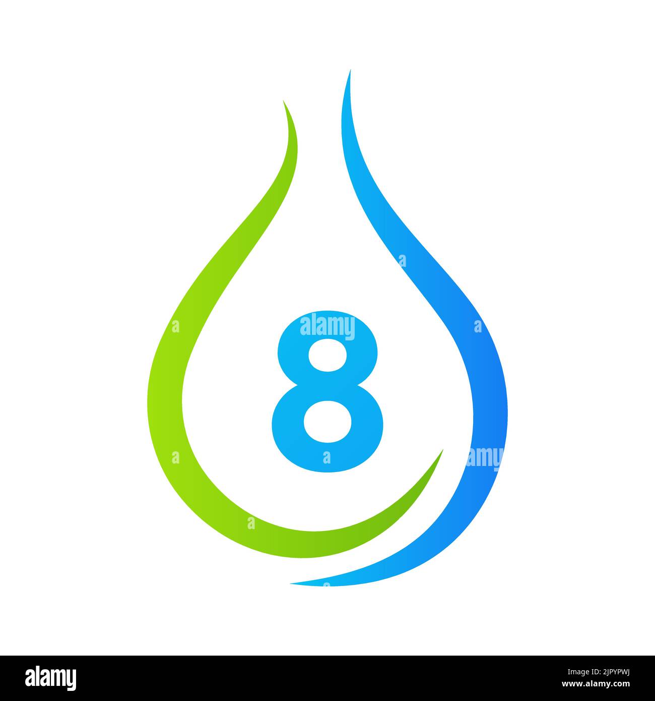 Modèle vectoriel de conception de logo Drop Water Letter 8. Logo eau minimale Illustration de Vecteur