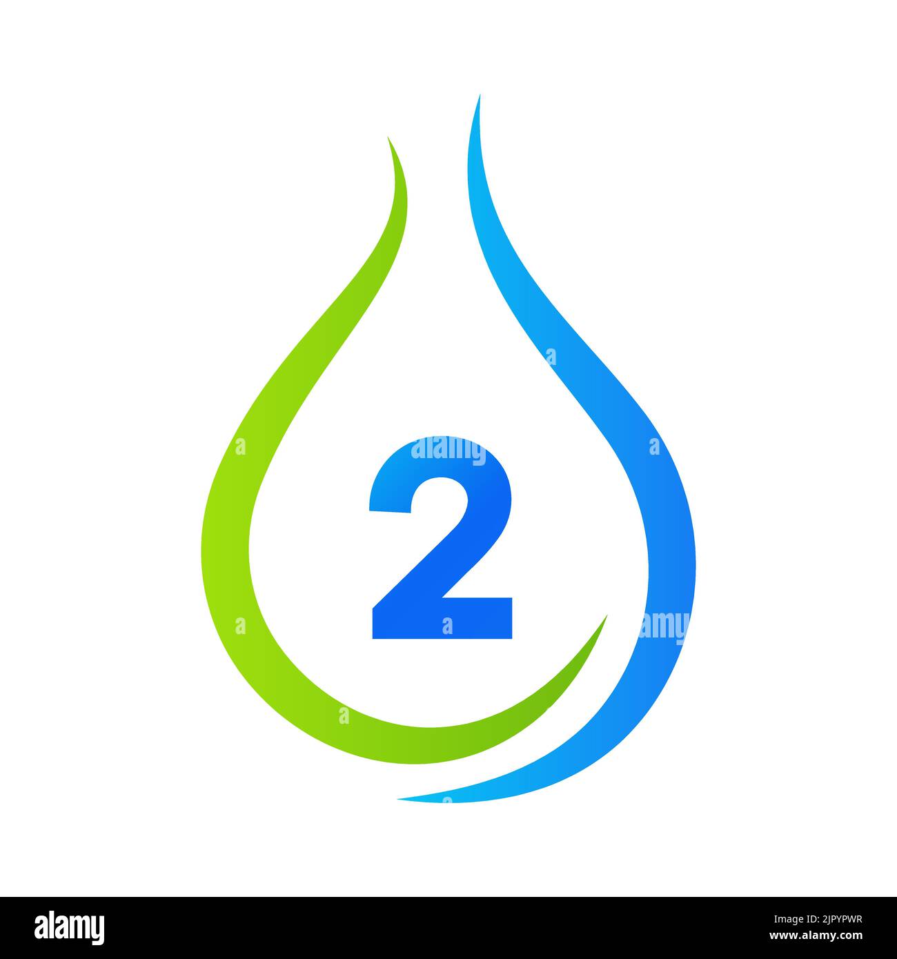 Modèle vectoriel de conception de logo Drop Water Letter 2. Logo eau minimale Illustration de Vecteur