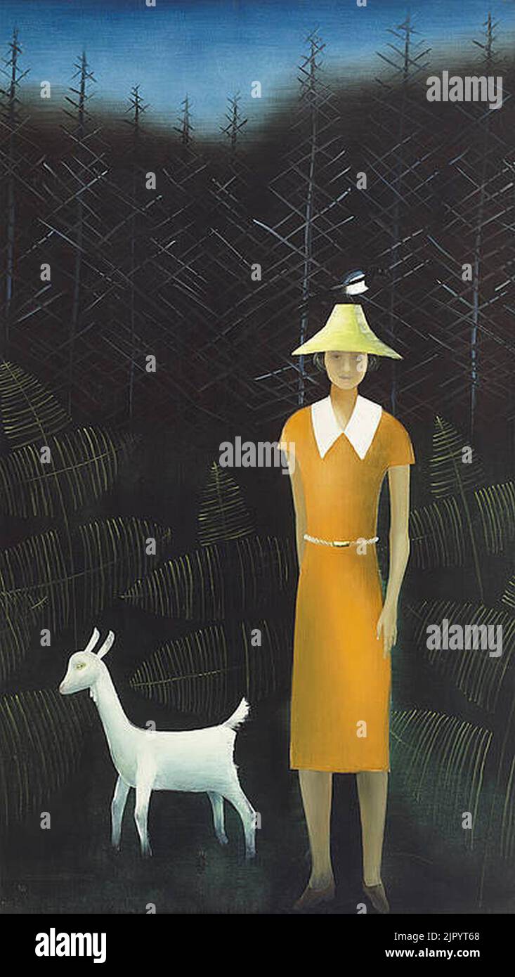 Tinus van Doorn - Vrouw van den schilder a rencontré geitje dans een bosch Banque D'Images