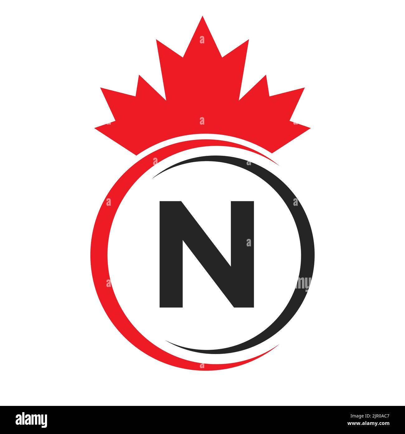 Lettre N modèle logo feuille d'érable symbole du Canada. Entreprise canadienne minimale, concept de logo d'entreprise avec N Alphabet Vector Illustration de Vecteur
