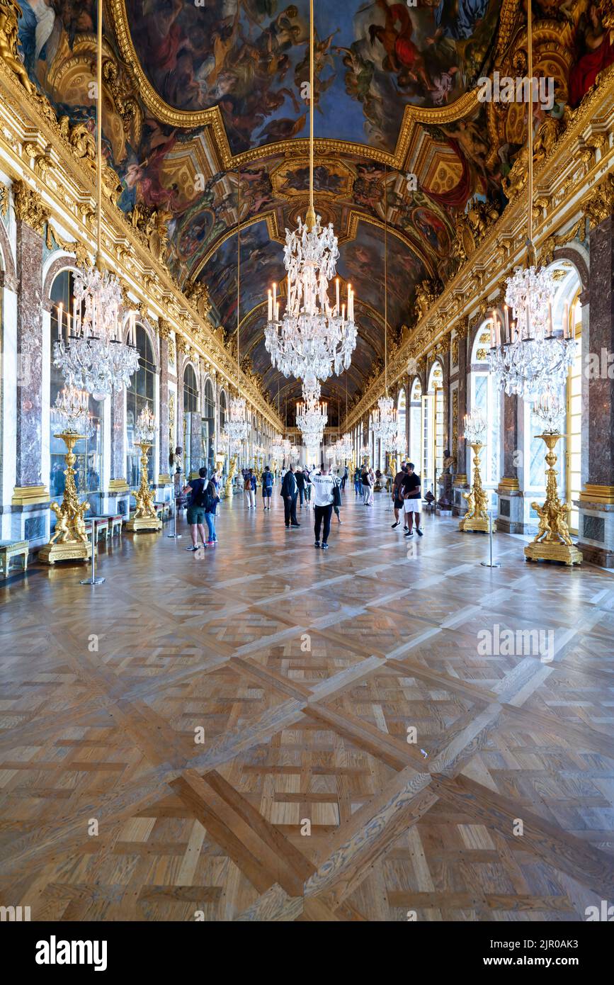 Le château de Versailles. Paris France. Grand hall (hall des miroirs) Banque D'Images