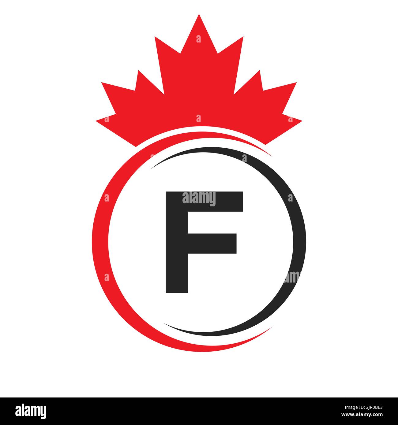 Lettre F modèle de logo feuille d'érable symbole du Canada. Entreprise canadienne minimale, concept de logo d'entreprise avec F Alphabet Vector Illustration de Vecteur