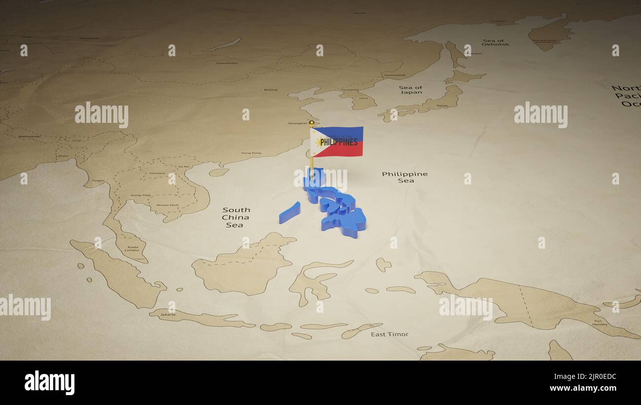 Fête de l'indépendance des Philippines avec 3D carte et drapeau. Banque D'Images