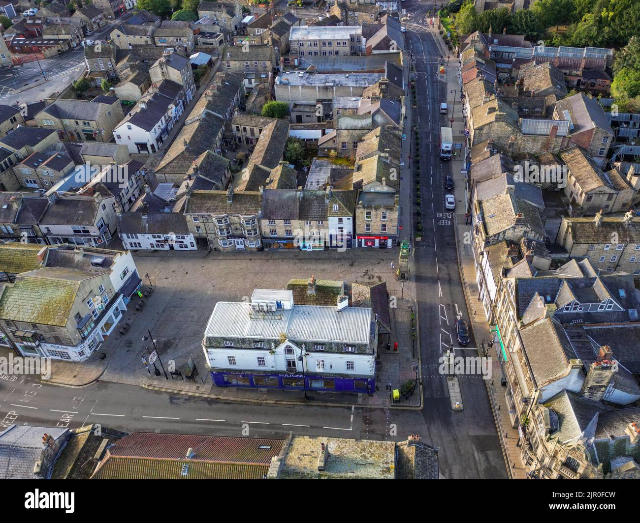 Vue aérienne du centre-ville d'Otley. Une ville de marché dans le West Yorkshire. Banque D'Images