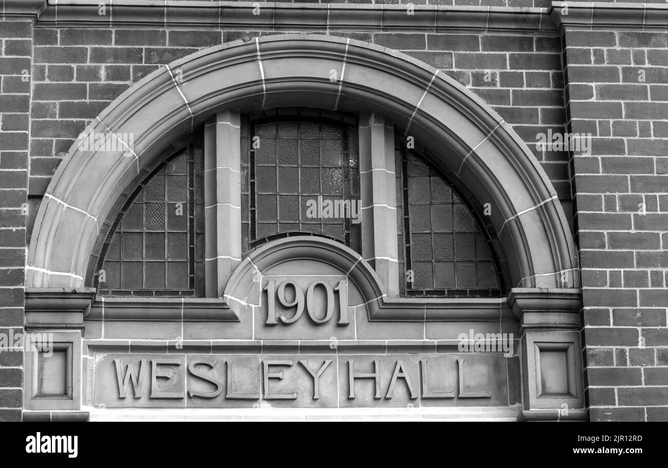 Façade de Wesley Hall 1901 - Chapelle méthodiste - Church Street, Whitby, North Yorkshire, Yorkshire, Angleterre, ROYAUME-UNI Banque D'Images