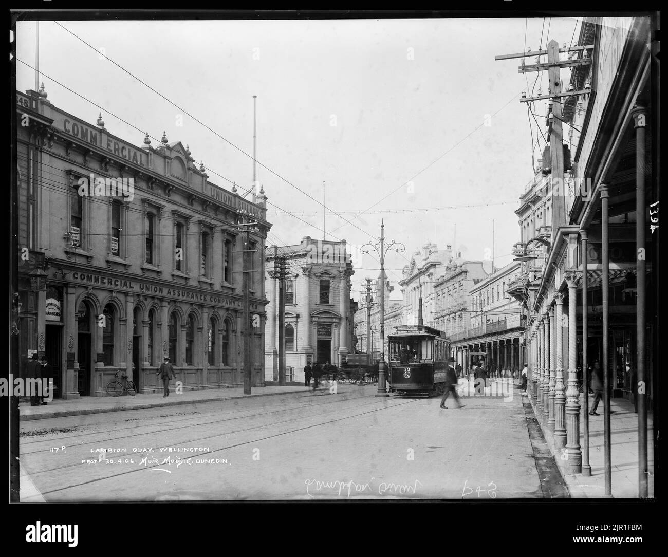 Lambton Quay, Wellington, vers 1905, Dunedin, par Muir & Moodie. Banque D'Images