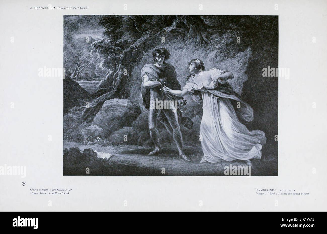 Acte de Cymbeline iii sc 4 Imogen : regarde je dessine l'épée moi-même par J. Hoppner (gravé par Robert thew) du livre ' Shakespeare dans l'art pictural ' de Salaman, Malcolm Charles, 1855-1940; Holme, Charles, 1848-1923 Date de publication 1916 Publisher London, New York [etc.] : 'The Studio' ltd. Banque D'Images