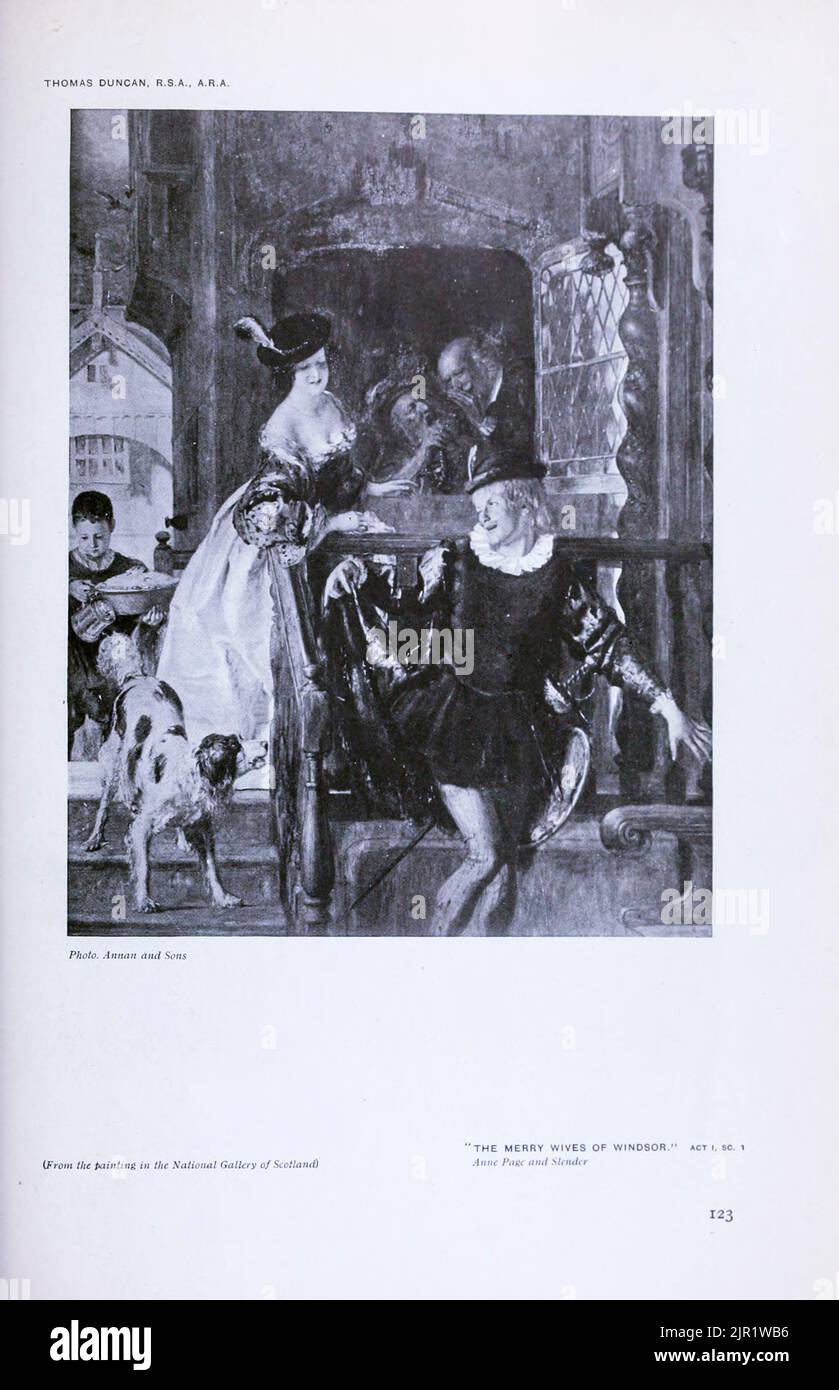 The Merry Wives of Windsor Act i sc 1 Anne page and Slender by Thomas Duncan dans le livre « Shakespeare in pictural art » de Salaman, Malcolm Charles, 1855-1940; Holme, Charles, 1848-1923 Date de publication 1916 Publisher London, New York [etc.] : 'The Studio' ltd. Banque D'Images