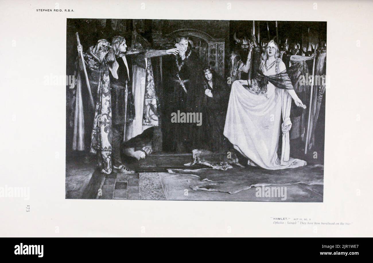 Hamlet - Ophelia chantant par Stephen Reid du livre « Shakespeare in pictural art » de Salaman, Malcolm Charles, 1855-1940; Holme, Charles, 1848-1923 Date de publication 1916 Publisher London, New York [etc.] : 'The Studio' ltd. Banque D'Images