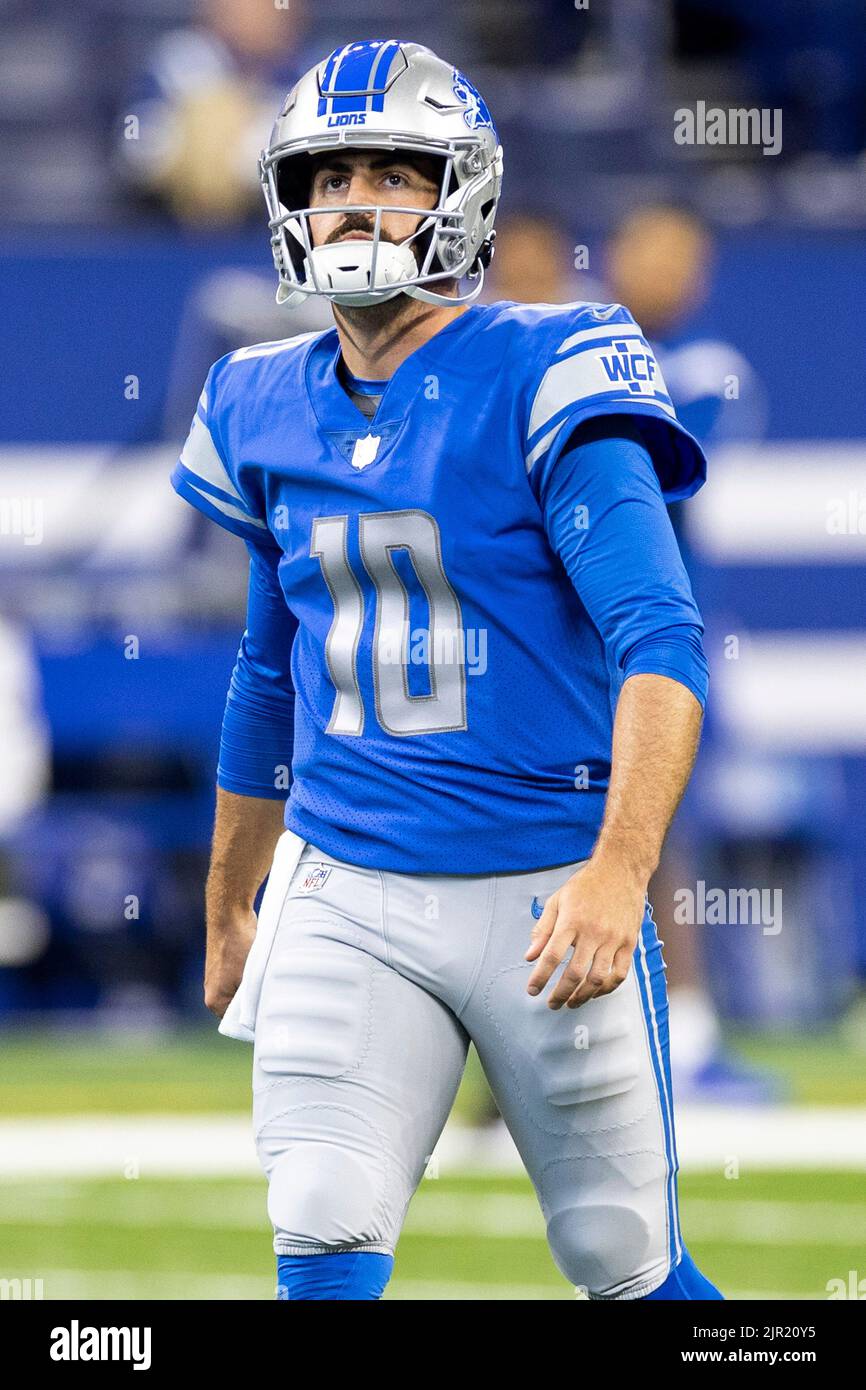 20 août 2022: Quart de dos des Lions de Détroit David Blough (10) pendant le match de pré-saison de football de la NFL entre les Lions de Détroit et les Colts d'Indianapolis au stade Lucas Oil à Indianapolis, Indiana. Detroit défait Indianapolis 27-26. John Mersiits/CSM. Banque D'Images