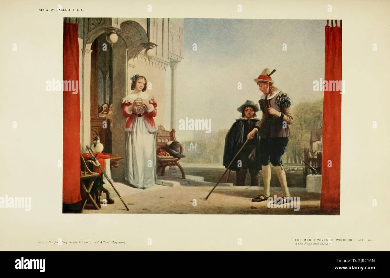 The Merry Wives of Windsor Act i sc 1 Anne page and Slender de Sir A. W. Callcott tiré du livre « Shakespeare in pictural art » de Salaman, Malcolm Charles, 1855-1940; Holme, Charles, 1848-1923 Date de publication 1916 Publisher London, New York [etc.] : 'The Studio' ltd. Banque D'Images