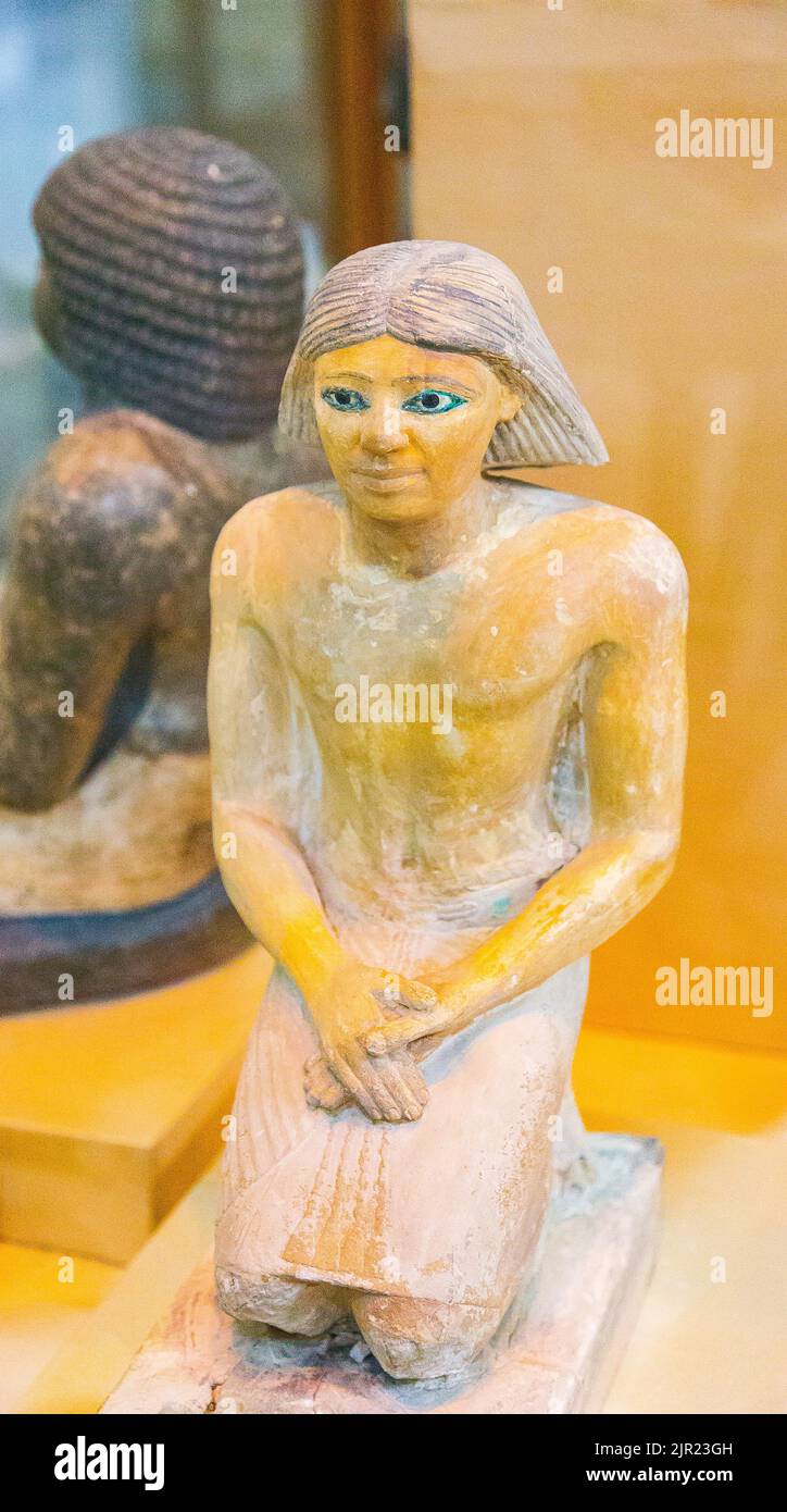 Le Caire, Musée égyptien, statuette de Kaemked, prêtre funéraire. Banque D'Images