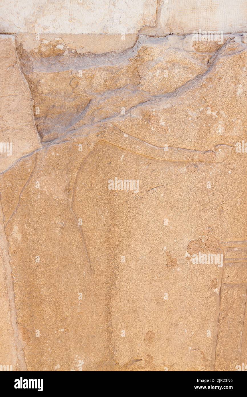 Égypte, Saqqara, tombeau du Nouveau Royaume de Horemheb, mur du Sud de la deuxième cour : graffito montrant les ennemis de pharao. Banque D'Images