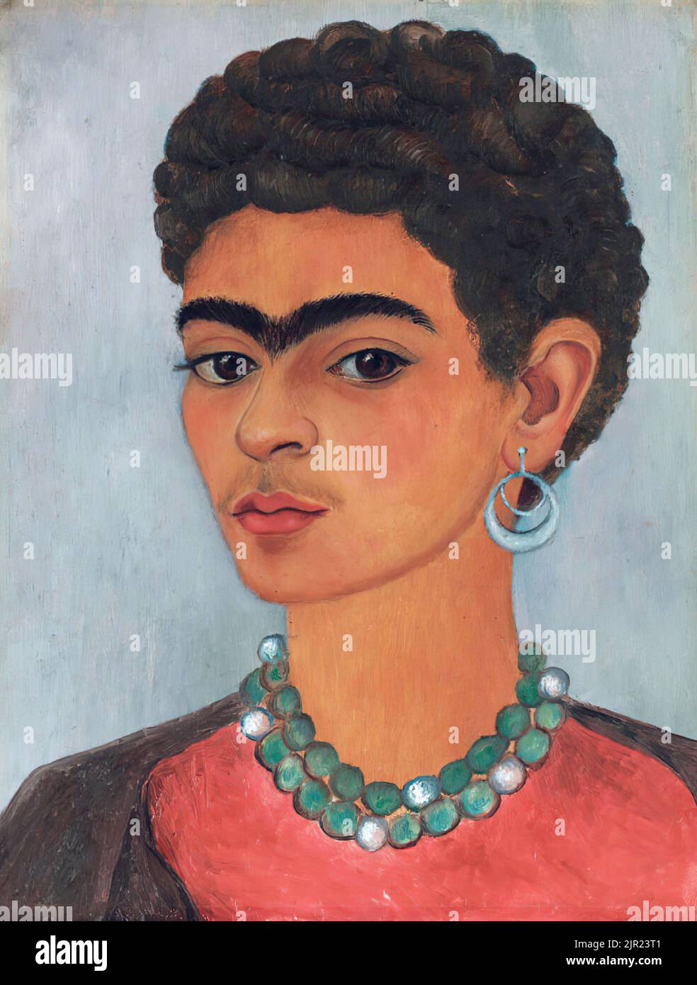 Frida Kahlo / 'Portrait de self avec cheveux curly', 1935, huile sur toile, 19,3 x 14,7 cm. Banque D'Images