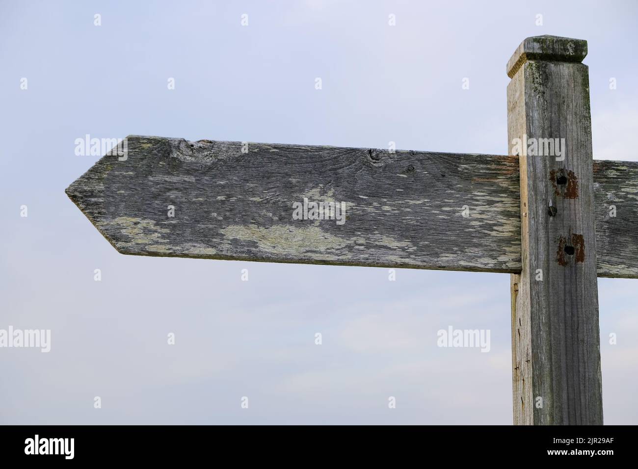 Panneau en bois pointant dans la bonne direction, chemin Banque D'Images