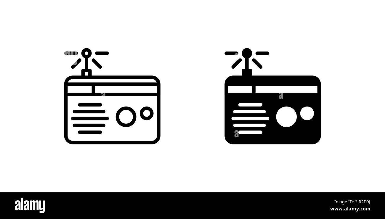 Deux icônes radio, un ancien moyen de communication souvent utilisé par nos grands-parents pour obtenir les dernières nouvelles Illustration de Vecteur