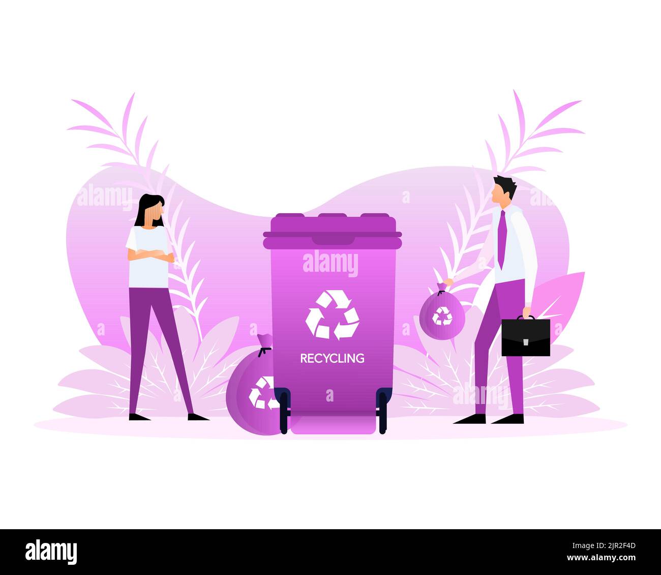 Illustrations vectorielles de bacs à déchets de recyclage de différentes couleurs, types de déchets recyclage de ségrégation. Illustration de Vecteur