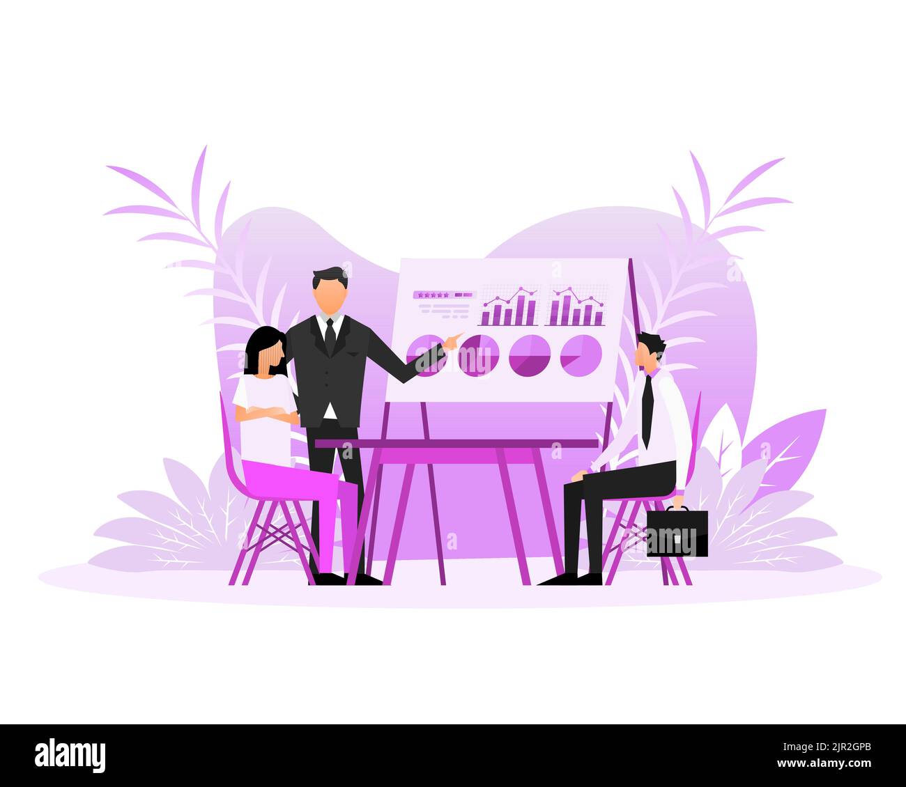 Concept d'analyse de données personnes. 3d icône de vecteur. Audit financier. Concept de graphique Illustration de Vecteur