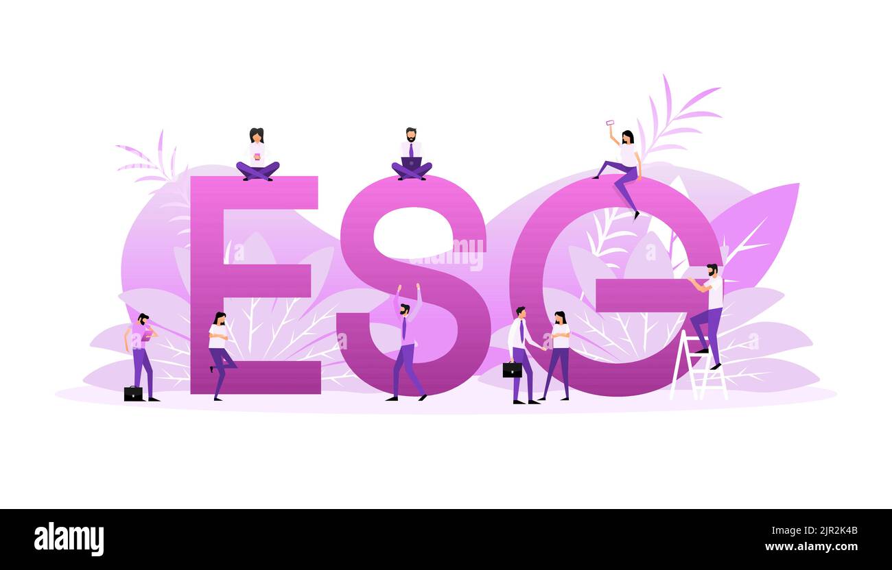 Les gens ESG verts. Finances isométrique. Concept d'entreprise Illustration de Vecteur Les gens ESG verts. Finances isométrique. Concept d'entreprise Illustration de Vecteur