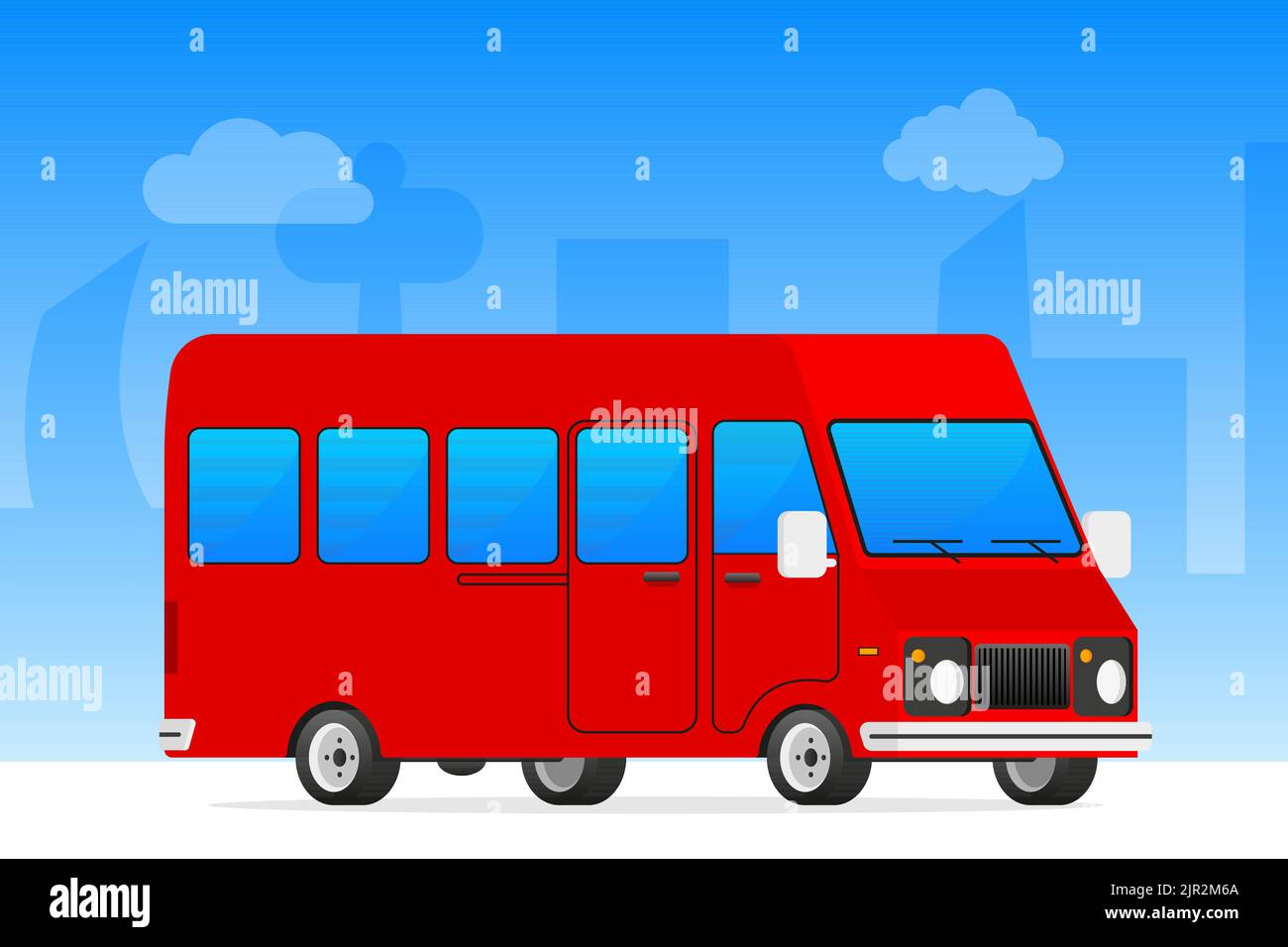 City bus, transports en commun, transport interurbain. Illustration vectorielle. Illustration de Vecteur