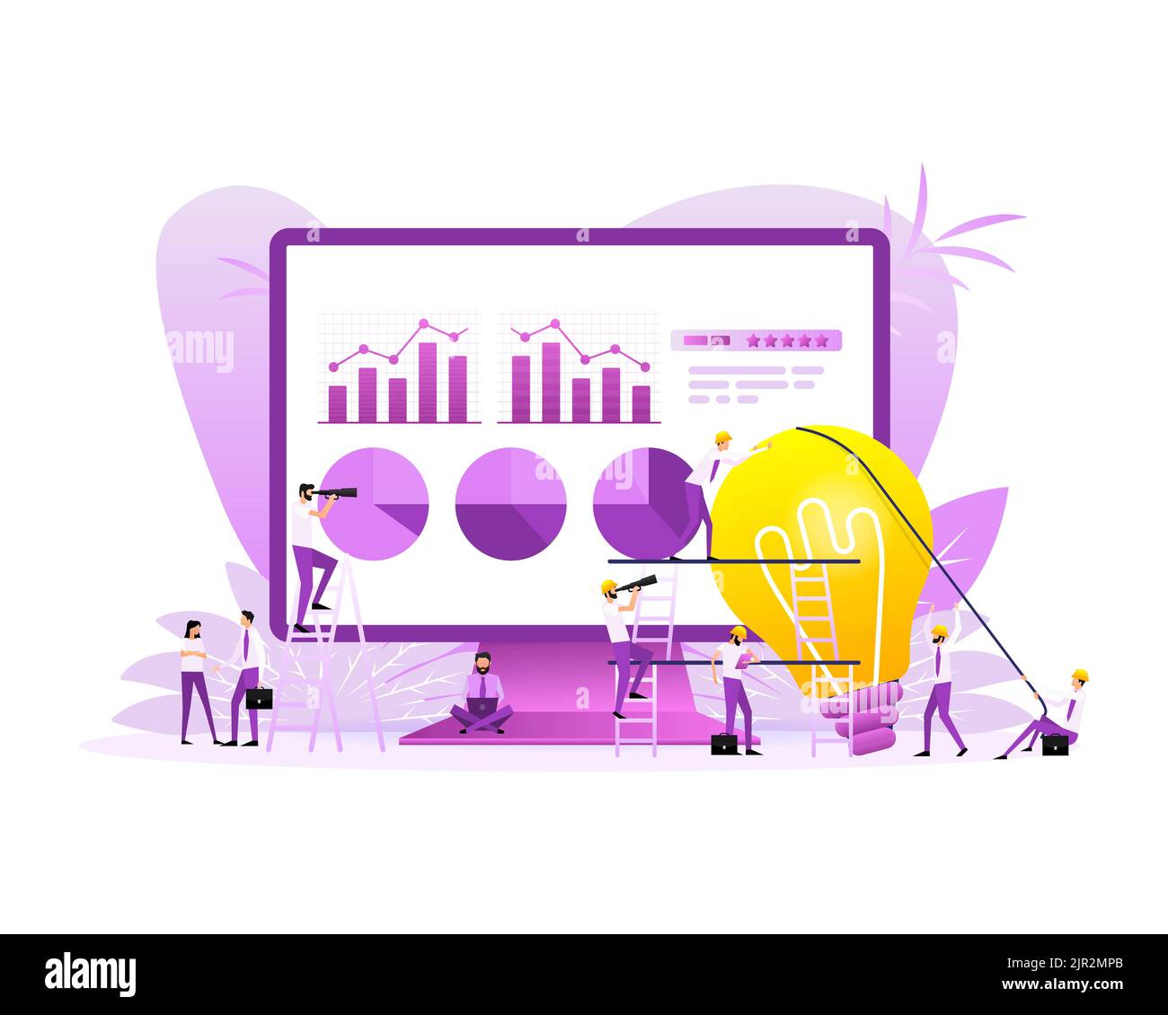 Concept d'analyse de données personnes. 3d icône de vecteur. Audit financier. Concept de graphique Illustration de Vecteur