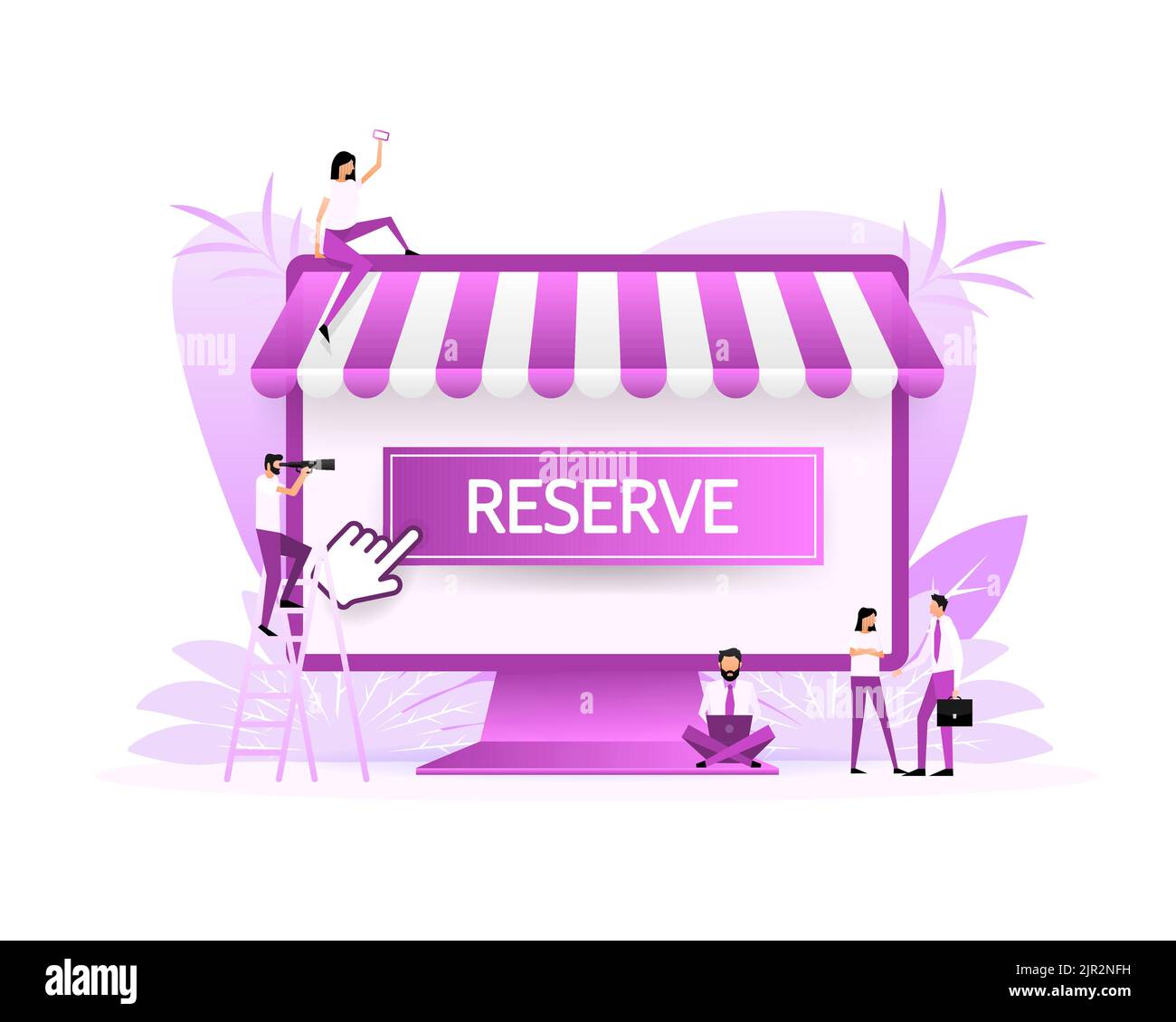 Bouton plat avec bouton bleu réservé. Illustration vectorielle à ligne plate. Boutique en ligne. Icône vecteur Illustration de Vecteur