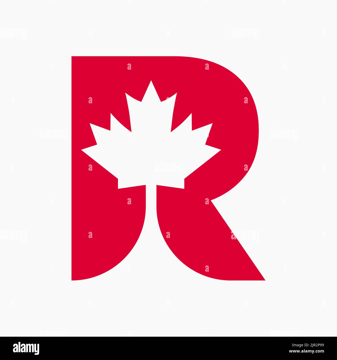 Logo canadien de l'érable rouge sur le symbole vectoriel de la lettre R ...