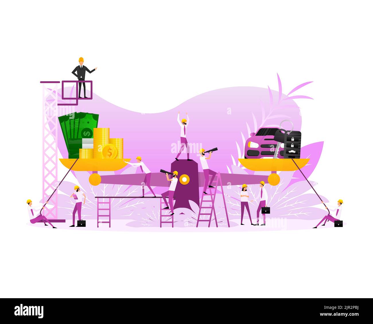 Pèse-personne de style plat sur fond doré. Personnes plates.Illustration vectorielle plate Illustration de Vecteur