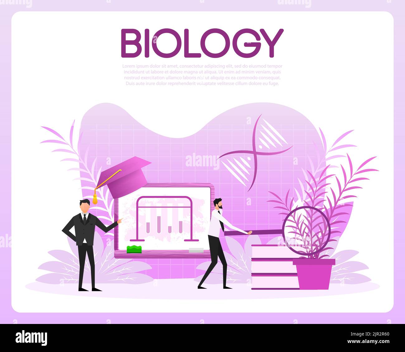 École de biologie. Équipement de l'usine. Étudiant en sciences sociales et naturelles Illustration de Vecteur
