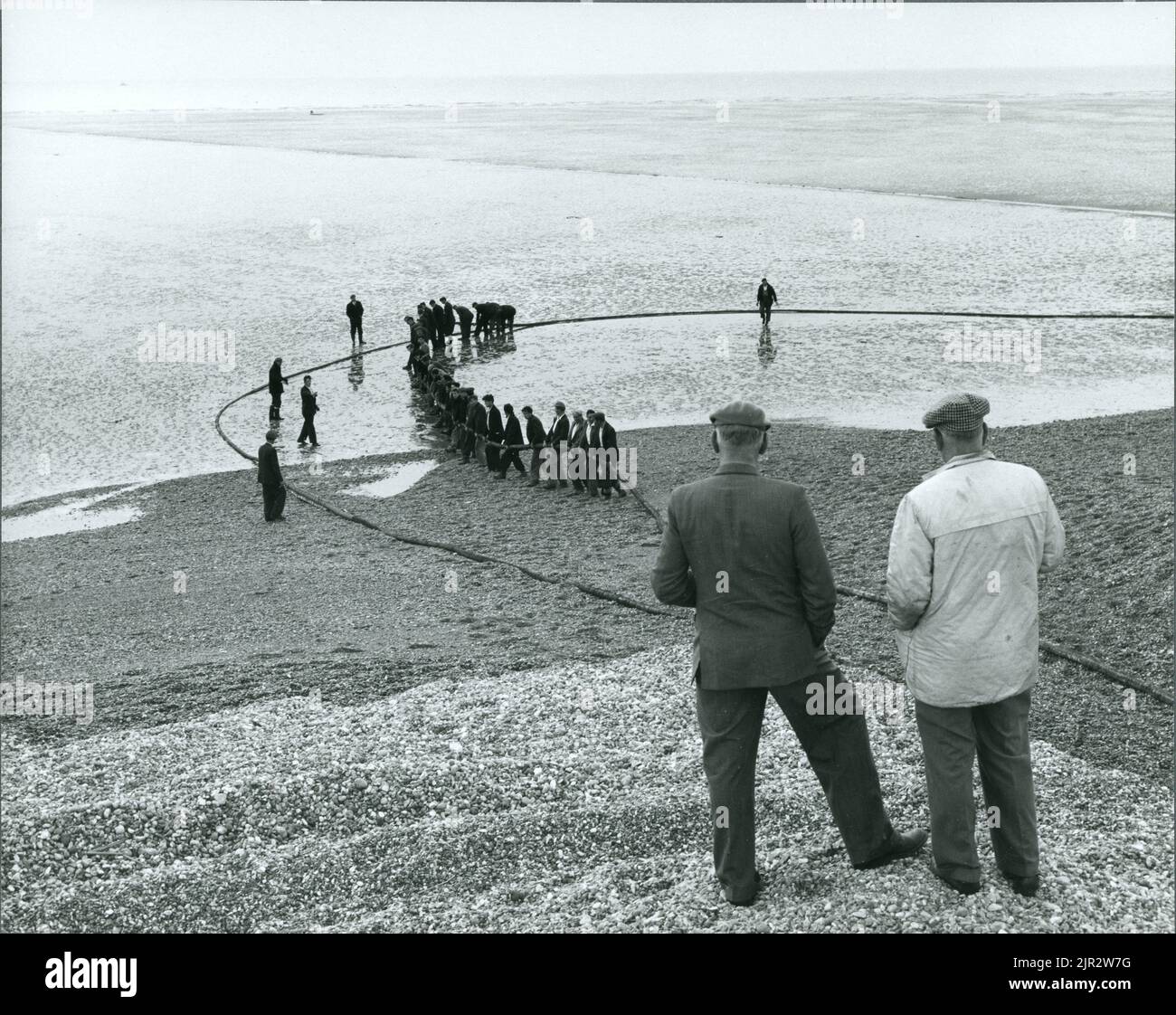 Pose des câbles de rail 1961 Banque D'Images