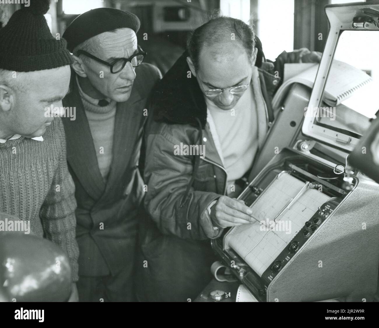 Pose des câbles de rail 1961 Banque D'Images